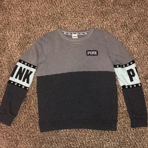 PINK color block sweatshirt